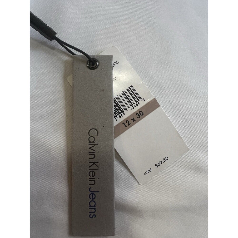New Calvin Klein White Denim Jeans Women's Sz  12 Straight Leg Slim Quiet Luxury - Picture 4 of 7